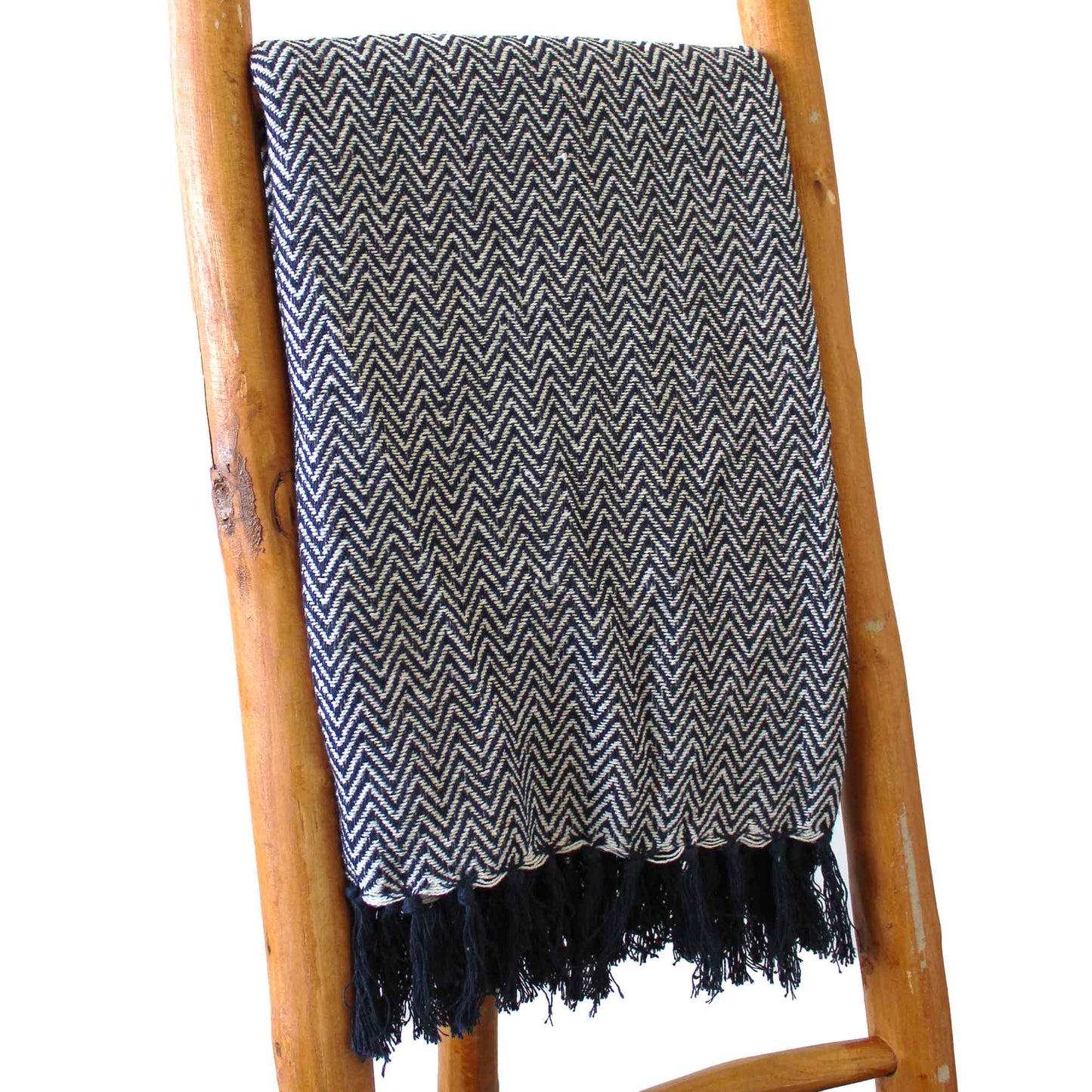 Boho Comfort Throws - Navy Zigzag