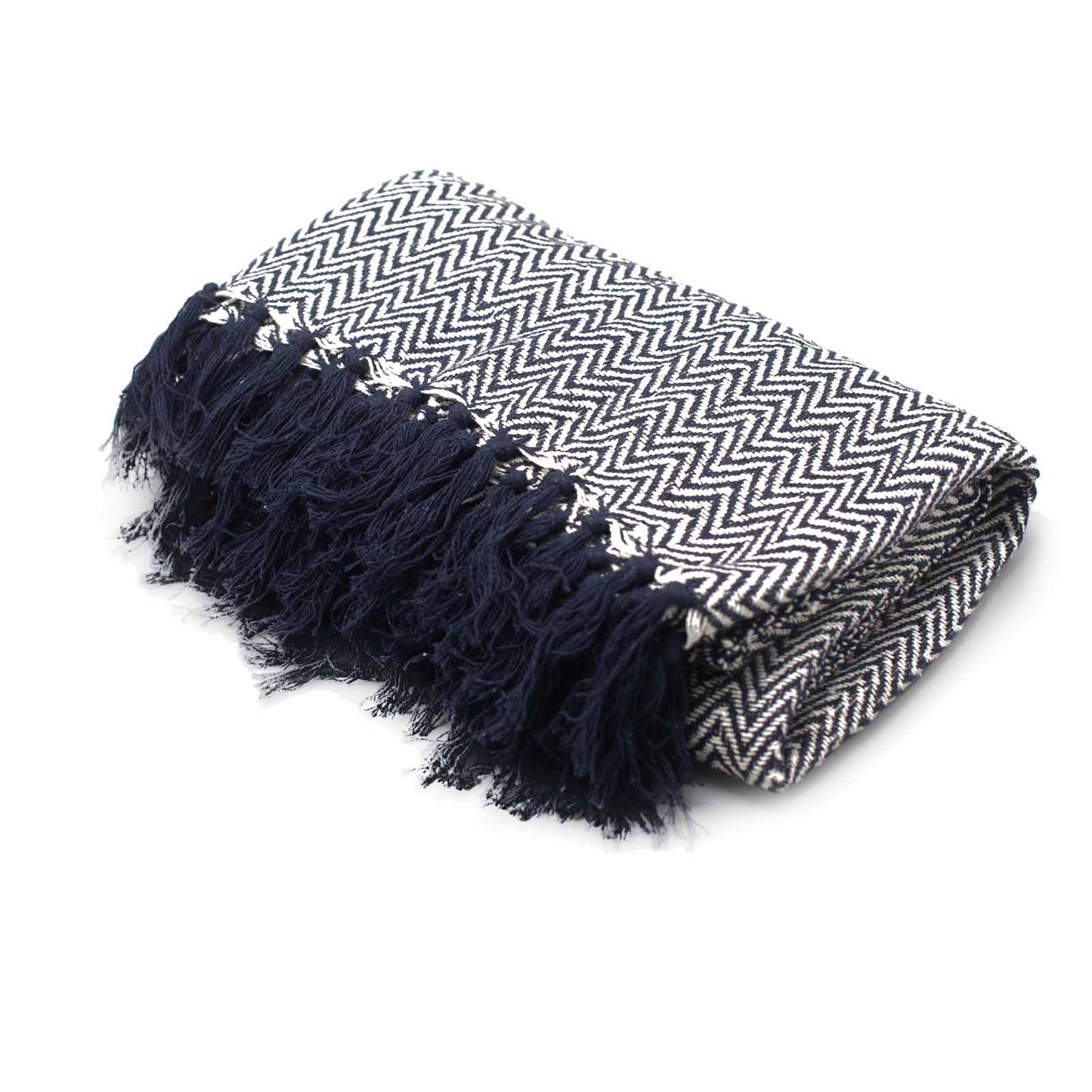 Boho Comfort Throws - Navy Zigzag